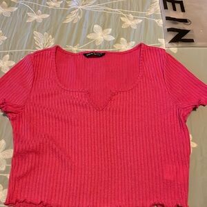 SHEIN Rib-knit v-neck T